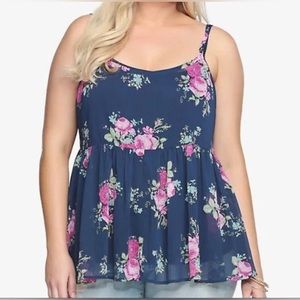 Torrid sz 4 floral chiffon babydoll cami EUC